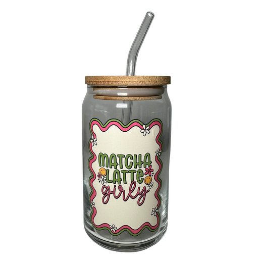 Matcha Latte Girly Glass Cup