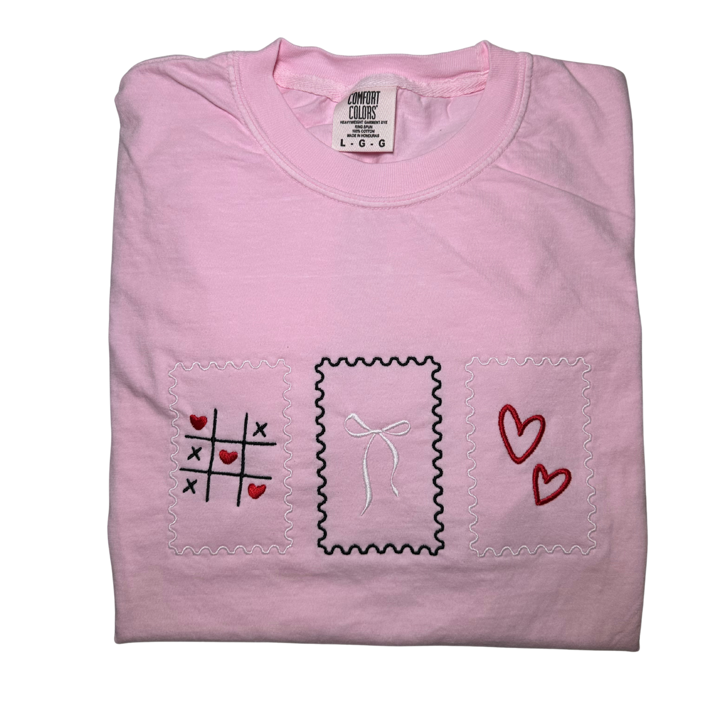 Valentines Stamps Embroidered Tee